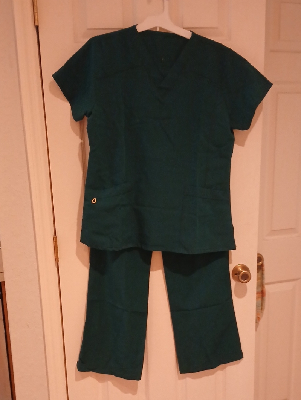 HUNTER GREEN. Pants Are Large tall, Front Right Cargo Pocket & Back Pocket.